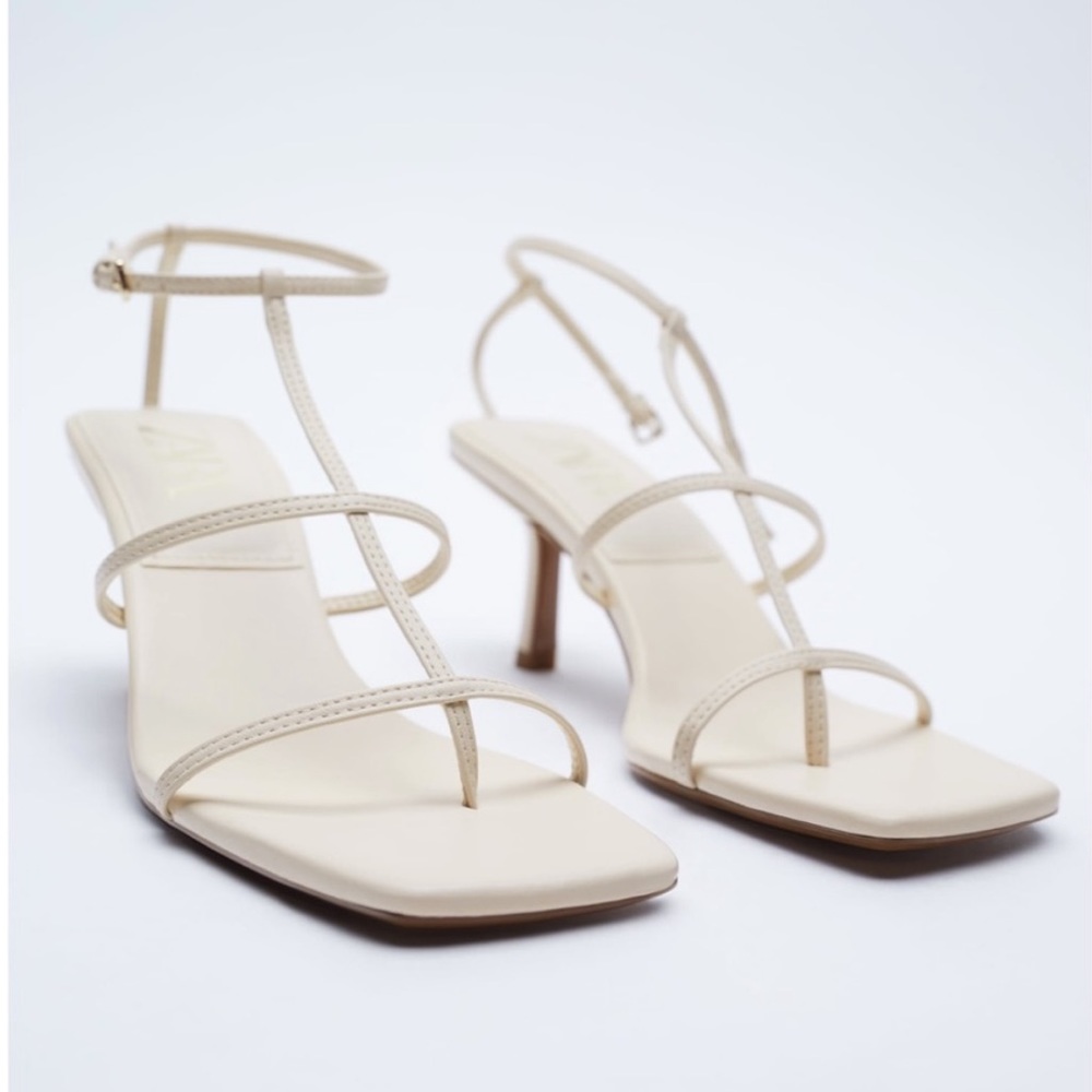 Off white / cream Zara strappy heel sandals